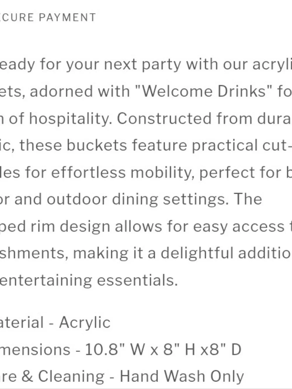 'Welcome Drinks' Beverage Ice Bucket (Black 🖤)